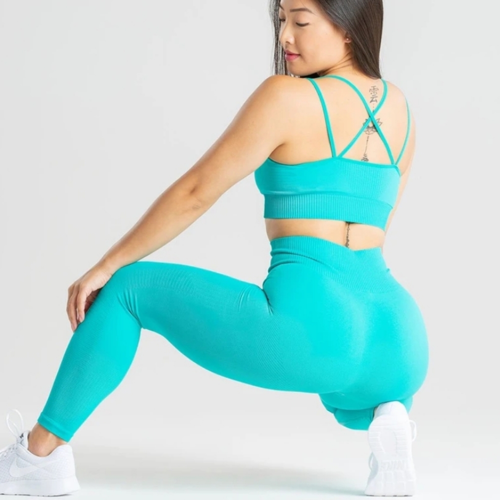 Women's Turquoise Leggings - Picture 2 of 7